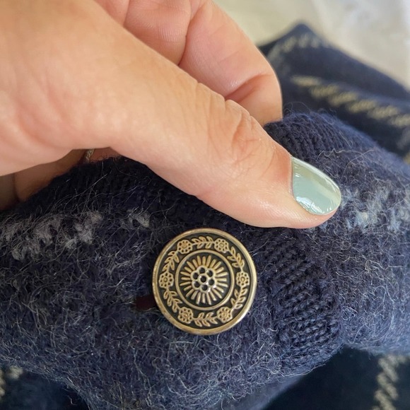 Tally Ho blue 100% wool windowpane cardigan with buttons size X - Picture 5 of 6